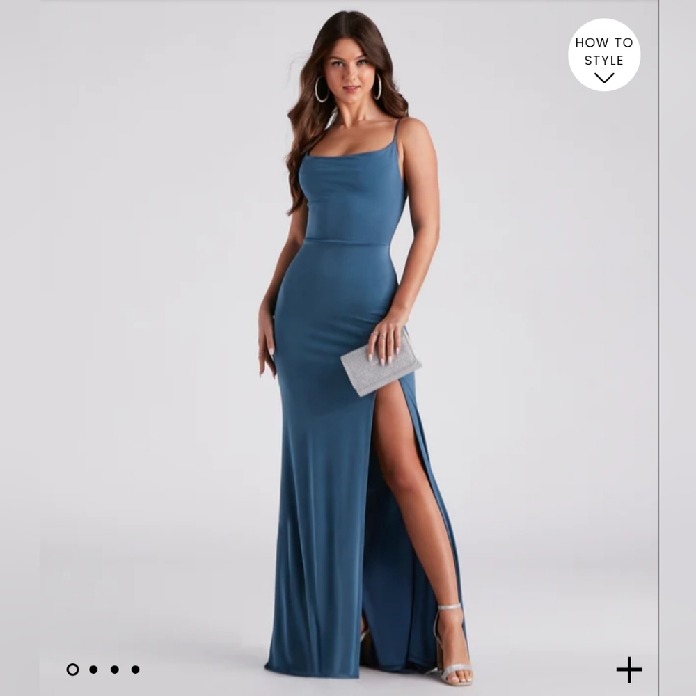 Stacie Formal Cowl Neck Long Dress